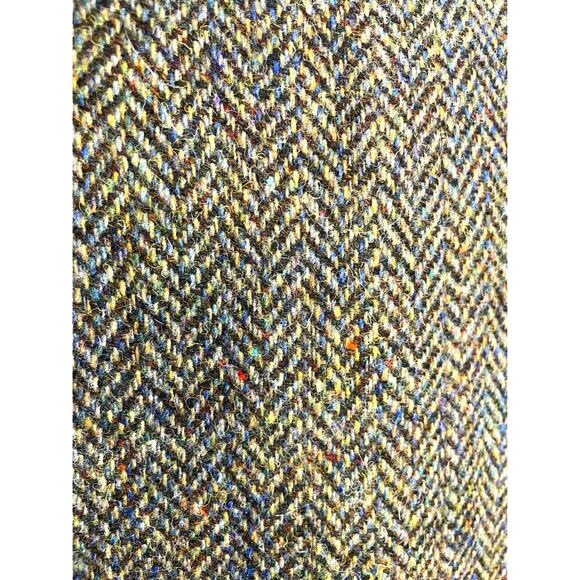 EUC - Vintage Harris Tweed Black, Blue, Green Scottish Herringbone Wool Blazer - Picture 3 of 7